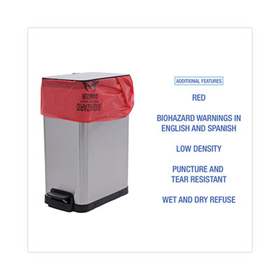 Linear Low Density Health Care Trash Can Liners, 16 gal, 1.3 mil, 24