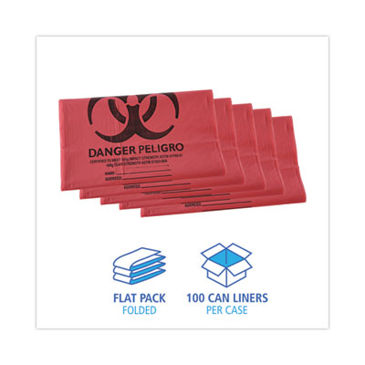 Linear Low Density Health Care Trash Can Liners, 45 gal, 1.3 mil, 40