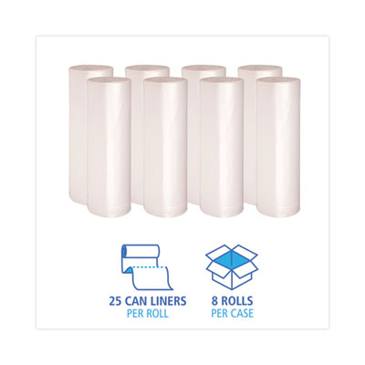 High Density Industrial Can Liners Coreless Rolls, 60 gal, 16 mic, 38