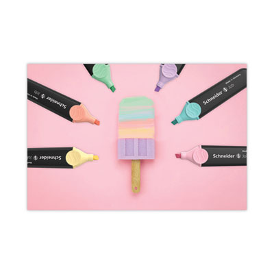 Job Pastel Highlighters, Chisel Tip (1mm/5mm), Assorted Ink Colors, Black/Assorted Barrel Colors, 6/Pack