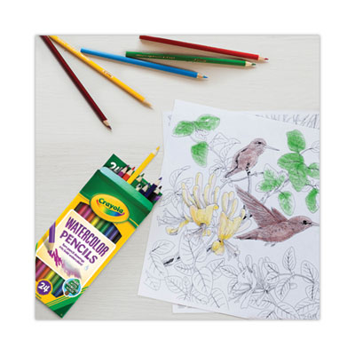 Watercolor Pencil Set, 3.3 mm, 2B, Assorted Lead and Barrel Colors, 24/Pack