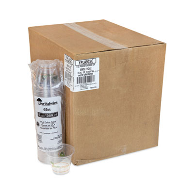EarthChoice Compostable Cold Cup, 9 oz, Plastic, Clear/Printed, 975/Carton