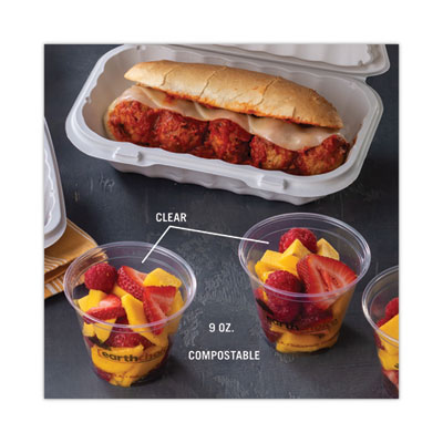 EarthChoice Compostable Cold Cup, 9 oz, Plastic, Clear/Printed, 975/Carton