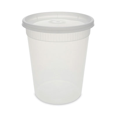 Newspring DELItainer Microwavable Container, 32 oz, 4 .55" Diameter x 5.55"h, Clear, 240/Carton PCTYSD2532