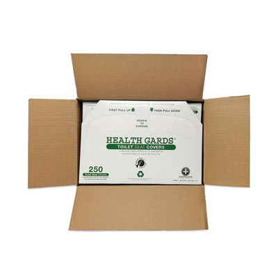 Health Gards Green Seal Recycled Toilet Seat Covers, 14.25 x 16.75, White, 250 Pack, 20 Packs/Carton
