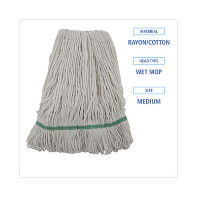 Boardwalk Narrowband Looped-End Mop Head, Premium Standard Head, Cotton/Rayon Fiber, Medium, White (BWK502WHNB) BWK502WHNB
