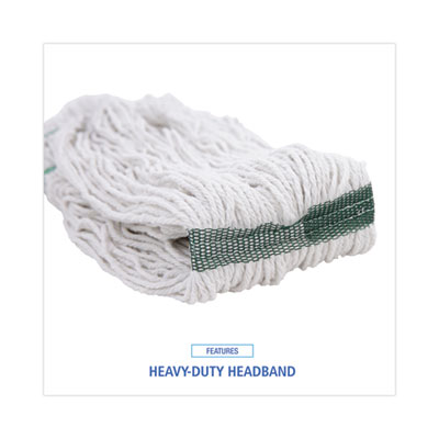 Narrowband Looped-End Mop Head, Premium Standard Head, Cotton/Rayon Fiber, Medium, White