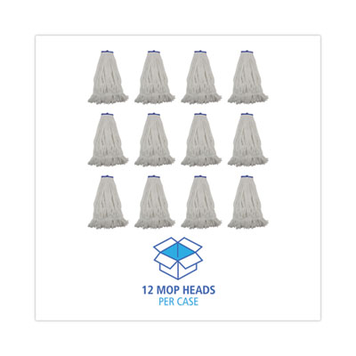 Mop Head, Lie-Flat Head, Rayon Fiber, 24oz, White, 12/Carton