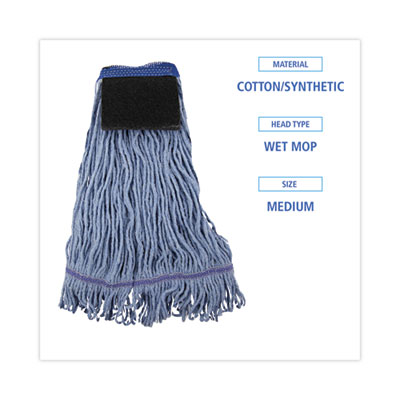 Boardwalk Mop Head, Loop-End, Cotton With Scrub Pad, Medium, 12/carton (BWK902BL) BWK902BL