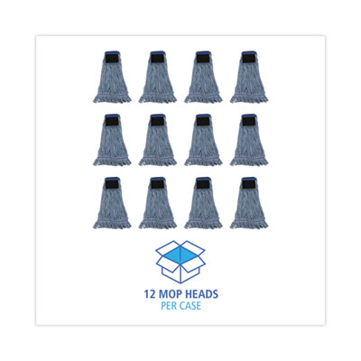 Mop Head, Loop-End, Cotton With Scrub Pad, Large, 12/Carton