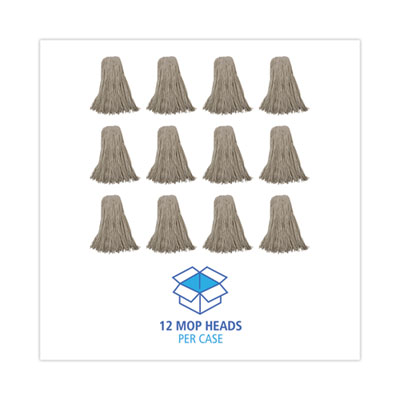 Mop Head, Cotton, Cut-End, White, 4-Ply, 32oz, 12/Carton