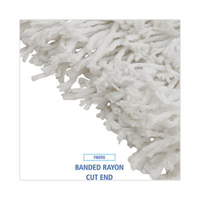 Banded Rayon Cut-End Mop Heads, #24, White, 1.25