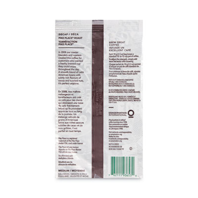 Coffee, Pike Place Decaf, 2 1/2 oz Packet, 18/Box