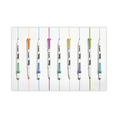 S-Note Creative Markers, Assorted Ink Colors, Bullet/Chisel Tip, White Barrel, 8/Pack
