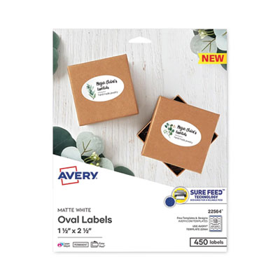 Laser/Inkjet Media Labels, Inkjet/Laser Printers, 1.5 x 2.5, White, 18 Labels/Sheet, 25 Sheets/Pack AVE22564