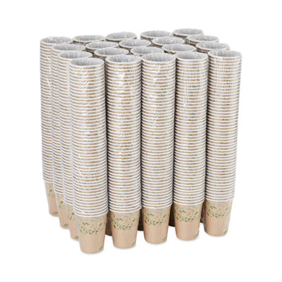 EcoSmart Recycled Fiber Hot/Cold Cups, 12 oz, Paper, Kraft/Green, 50/Sleeve, 20 Sleeves/Carton