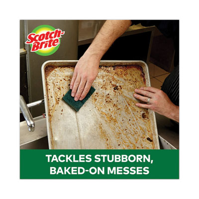 Heavy-Duty Scouring Pad, 3.8 x 6, Green, 5/Carton