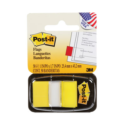 1" Flags Value Pack, Canary Yellow, 50 Flags/Dispenser, 24 Dispensers/Pack MMM680524