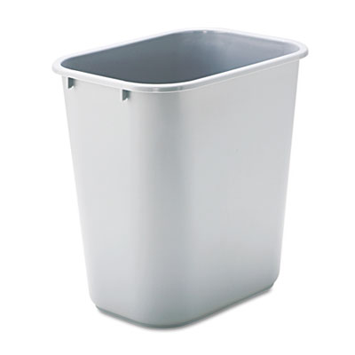 Deskside Plastic Wastebasket, Rectangular, 7 gal, Gray RCP295600GY