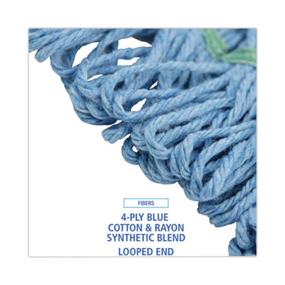 Mop Head, Premium Standard Head, Cotton/Rayon Fiber, Medium, Blue, 12/Carton