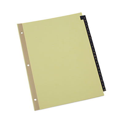 Deluxe Preprinted Simulated Leather Tab Dividers with Gold Printing, 25-Tab, A to Z, 11 x 8.5, Buff, 1 Set UNV20821