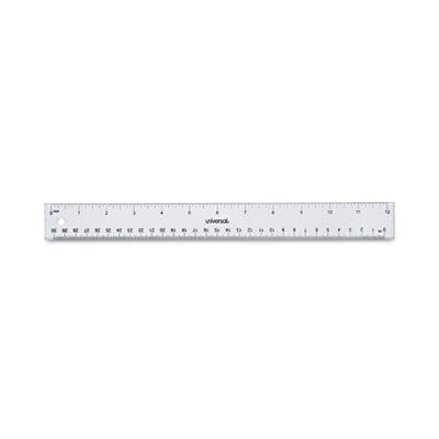 Clear Plastic Ruler, Standard/Metric, 12" Long, Clear UNV59022