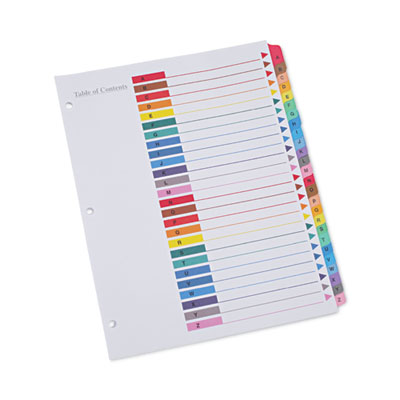 Deluxe Table of Contents Dividers for Printers, 26-Tab, A to Z, 11 x 8.5, White, 1 Set UNV24812