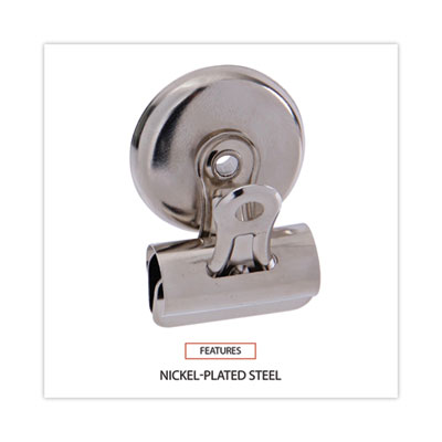Bulldog Magnetic Clips, Small, Nickel, 18/Pack