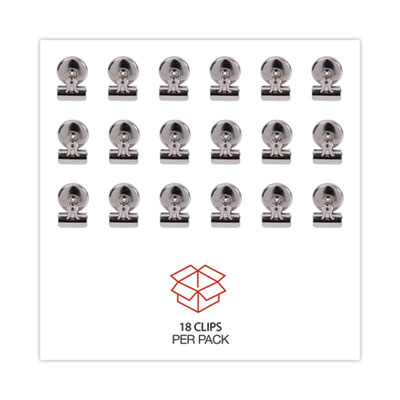 Bulldog Magnetic Clips, Small, Nickel, 18/Pack
