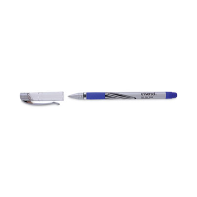 Gel Pen, Stick, Medium 0.7 mm, Blue Ink, Silver/Blue Barrel, Dozen