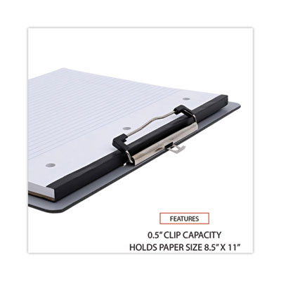 Plastic Brushed Aluminum Clipboard, Landscape Orientation, 0.5