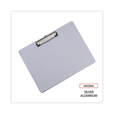 Plastic Brushed Aluminum Clipboard, Landscape Orientation, 0.5