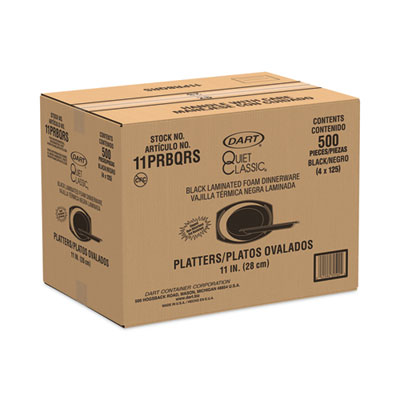 Dart Quiet Classic Laminated Foam Dinnerware, Platter, 10.7 x 11, Black, 500/Carton (DCC11PRBQR) DCC11PRBQR