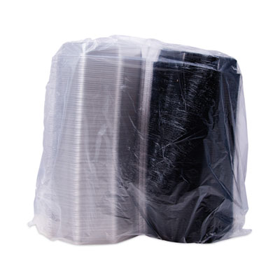Creative Carryouts OctaView Hinged Lid Containers, 7.5 x 8 x 2.4, Black/Clear, 100/Carton