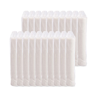 Lift Back and Lock Tab Cup Lids for Foam Cups, Fits 8 oz Hot Cups, Plastic, White, 100/Pack