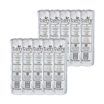 Bare Eco-Forward RPET Deli Container Lids, Recessed Lid, Fits 8 oz Containers, Clear, Plastic, 50/Pack, 10 Packs/Carton