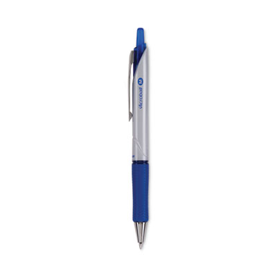 Acroball Pro Advanced Ink Ballpoint Pen, Retractable, Medium 1 mm, Blue Ink, Silver Barrel, Dozen PIL31911