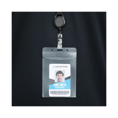 PVC-Free Badge Holders, Vertical, Clear 3.5