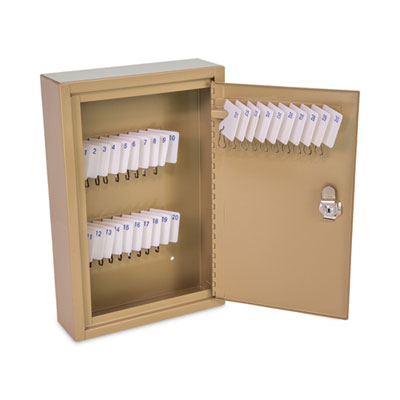 Key Lockable Key Cabinet, 30-Key, Metal, Sand, 8 x 2.63 x 12.13