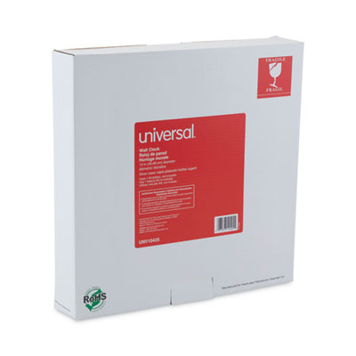 Universal Bold Round Wall Clock, 9.75" Overall Diameter, Black Case, 1 AA (sold separately) UNV10425