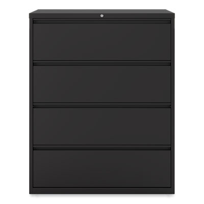 Lateral File, 4 Legal/Letter-Size File Drawers, Black, 42
