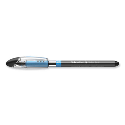Slider Basic Ballpoint Pen, Stick, Extra-Bold 1.4 mm, Black Ink, Black Barrel, 10/Box
