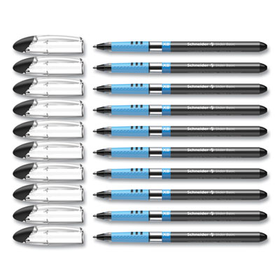 Slider Basic Ballpoint Pen, Stick, Extra-Bold 1.4 mm, Black Ink, Black Barrel, 10/Box