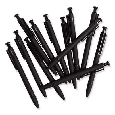 Monterey Soft Touch Ballpoint Pen, Retractable, Medium 1 mm, Black Ink, Midnight Barrel, 12/Pack