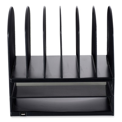 Safco® Powered Onyx™ Desk Organizer with Two Horizontal and Six Upright Sections