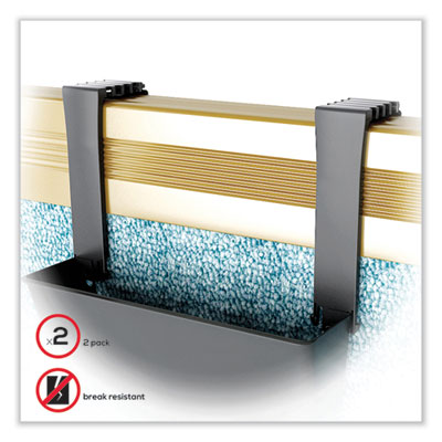 Two Break-Resistant Plastic Partition Brackets, For 2.63 to 4.13 Wide Partition Walls, Black, 2/Pack