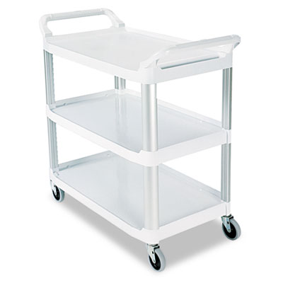 Xtra Utility Cart with Open Sides, Plastic, 3 Shelves, 300 lb Capacity, 40.63" x 20" x 37.81", Off-White RCP409100CM
