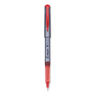 V Razor Point Liquid Ink Porous Point Pen, Stick, Extra-Fine 0.5 mm, Red Ink, Gray/Translucent Red Barrel, Dozen