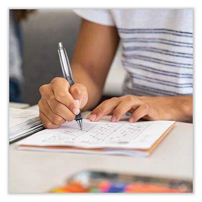 Dr. Grip Center of Gravity Ballpoint Pen, Retractable, Medium 1 mm, Black Ink, Silver/Navy Barrel