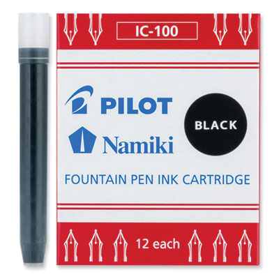 Plumix Fountain Pen Refill Cartridge, Black Ink, 12/Box